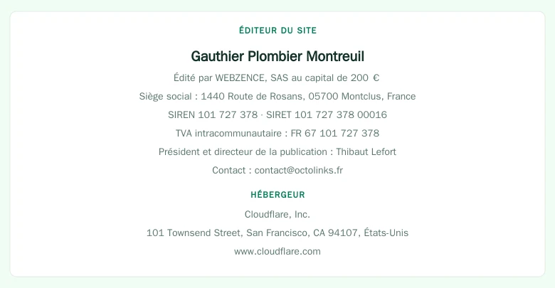 Coordonnées légales de l&rsquo;éditeur et de l&rsquo;hébergeur du site